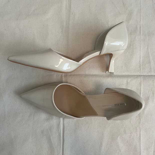 white stiletto heels