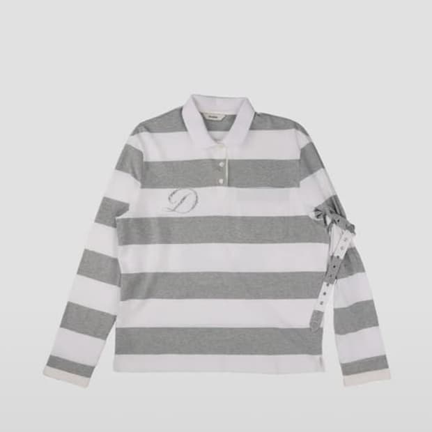 [dared] BALL STUD STRIPED POLO TOP