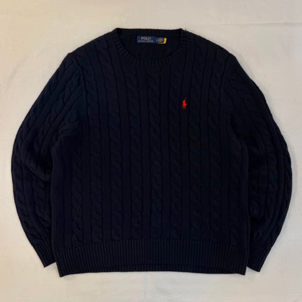 폴로 랄프로렌 꽈배기 케이블 니트 네이비