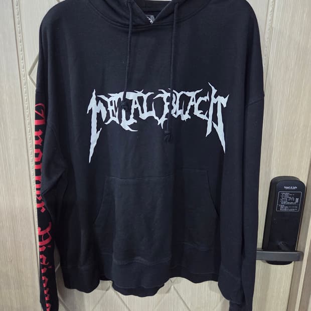 남성 메탈리카 블랙 후드티