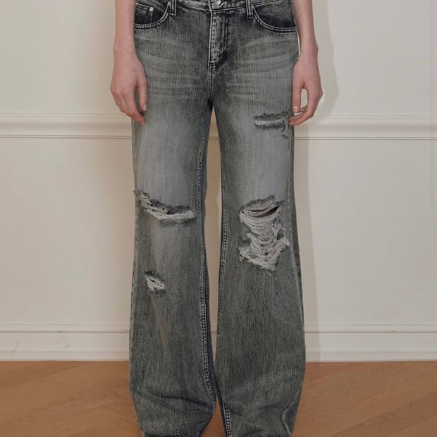 보헤미안서울 데님 와이드 팬츠 그레이s