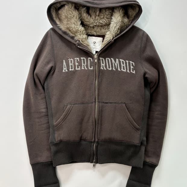 Abercrombie 아베크롬비 브라운 퍼안감 후드집업 