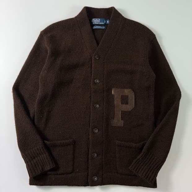 Polo 폴로 랄프로렌 브라운 램스울 P엠브로이드 레터맨 가디건