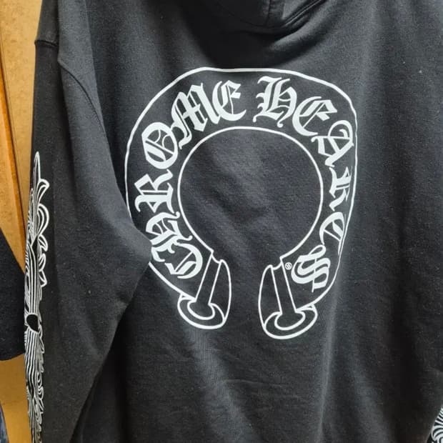 크롬하츠 홀스슈 플로랄 헤비웨이트 집업 후드 블랙xl