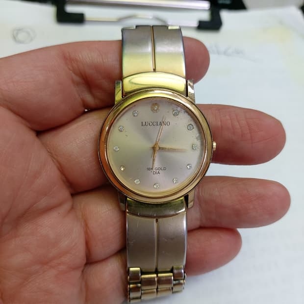 다이아 박힌 루치아노 18K 금베젤 시계