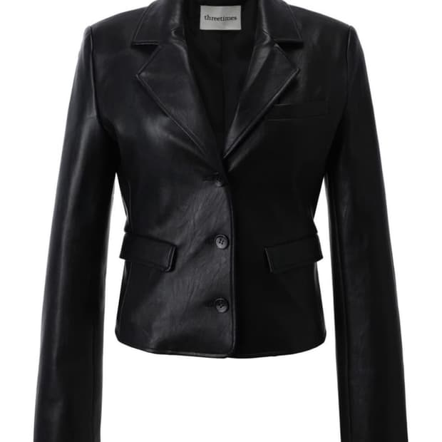 쓰리타임즈 클래식레더자켓 블랙