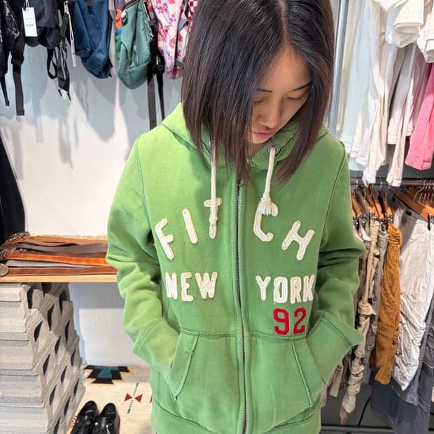     Abercrombie & Fitch 로고 집업 후드 M