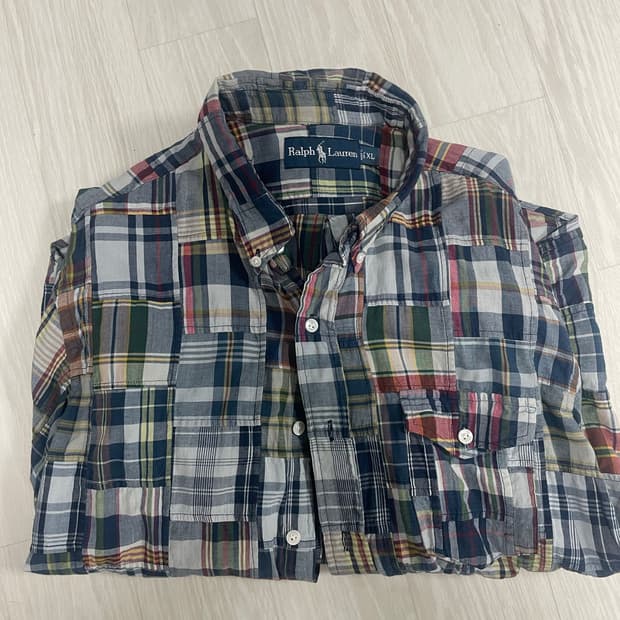 폴로 랄프로렌 마드라스 패치워크 셔츠 XL 국내 100-105