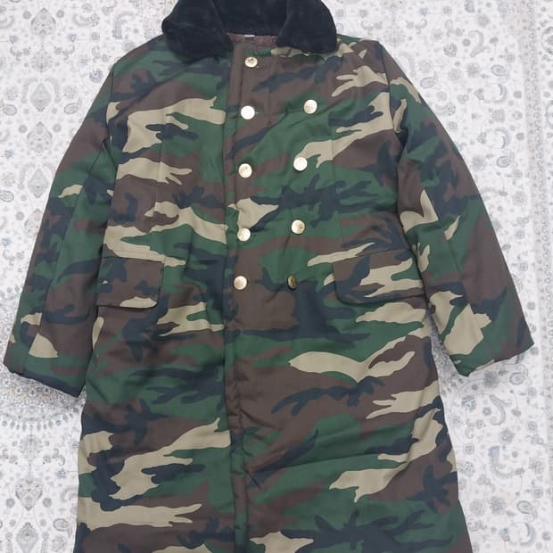 빈티지 밀리터리 카라 퍼 금장단추 코트 F (안쪽 플리스,105-110)