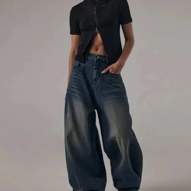 새상품)트밍 트리밍버드 요크 데님 팬츠 블루 1사이즈