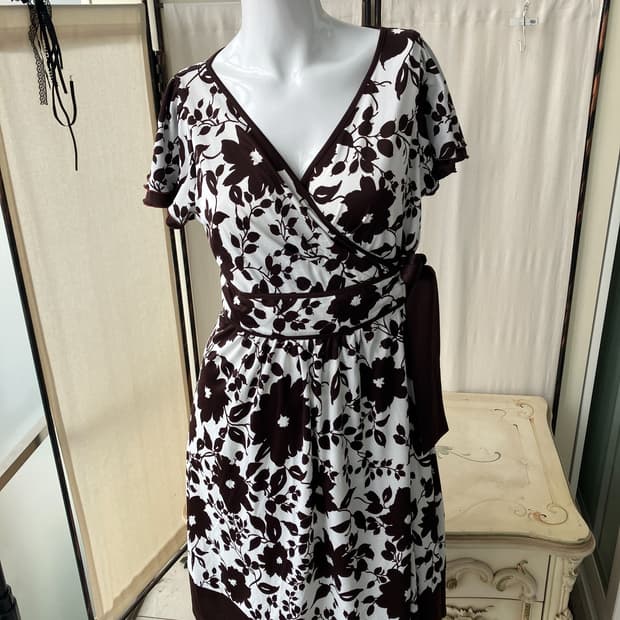 brown frill floral pattern onepiece
