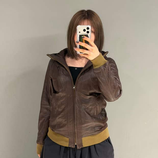 goat skin hood leather jacket