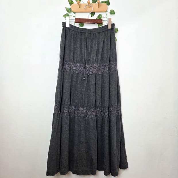 차콜 캉캉 롱스커트