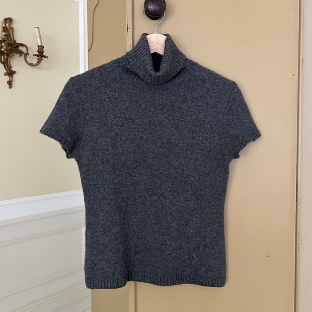 랄프로렌 카멜 100% 터틀넥 숏슬리브 니트