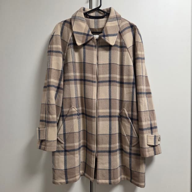 일본제 Nino Cerruti 울 체크 코트 M-L