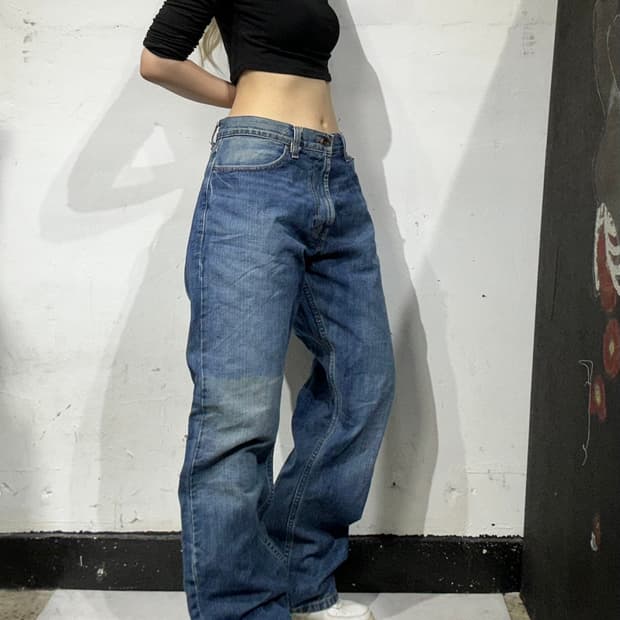 90s 노티카 중청 워싱 와이드 데님 팬츠 올드스쿨 힙합 새깅 청바지