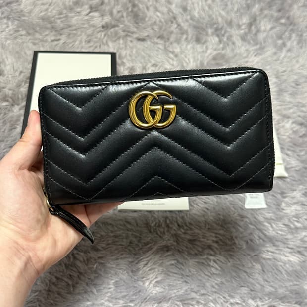 [풀구성] 구찌 GG 마몬트 마틀라세 장지갑 블랙