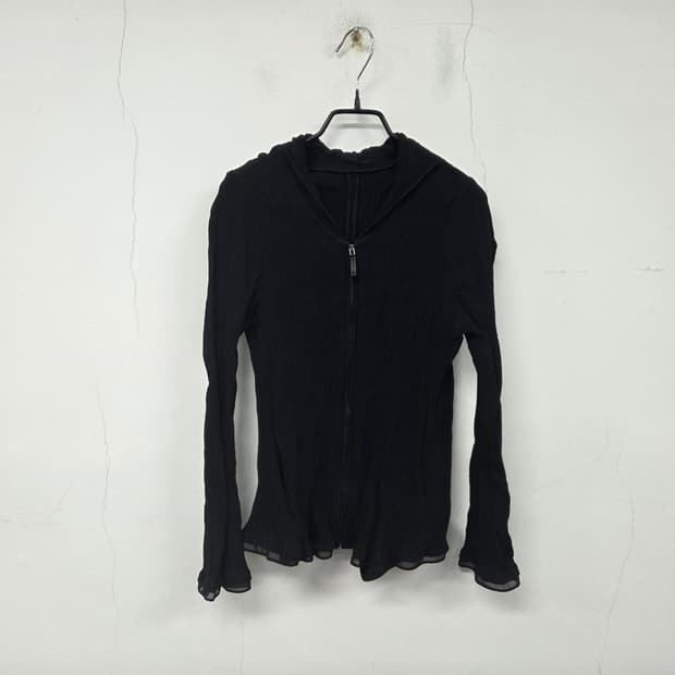 구호 25 신상 크링클 후드 집업 여성 플리츠 자켓 M 블랙 상태좋음