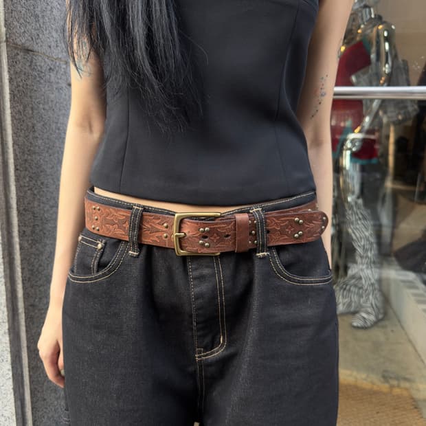 00s 웨스턴 브라이튼 빈티지 리벳 벨트