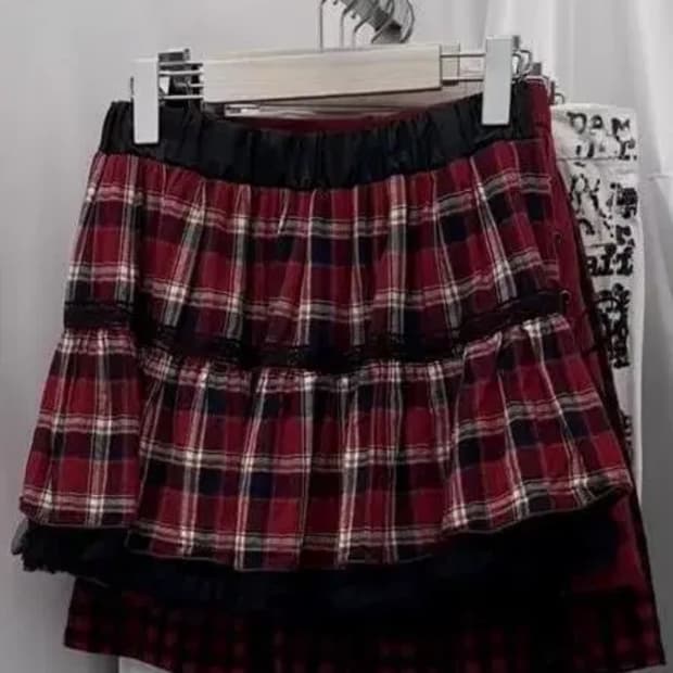 루카아카이브 빈티지 갸루 펑크 캐캐체st 체크 스커트