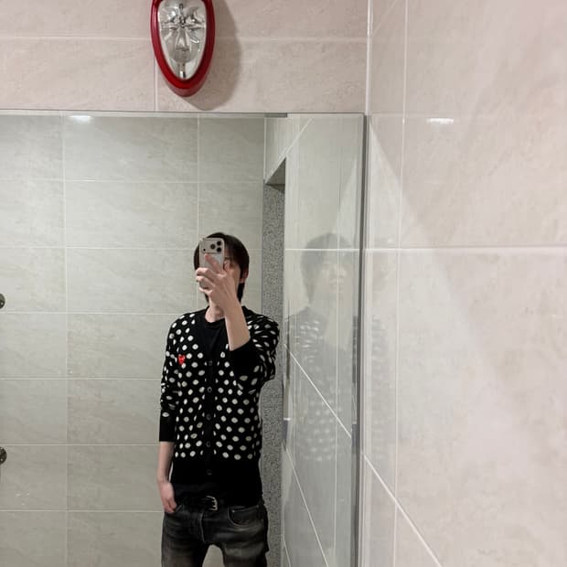 꼼데가르송 도트 가디건 블랙 M