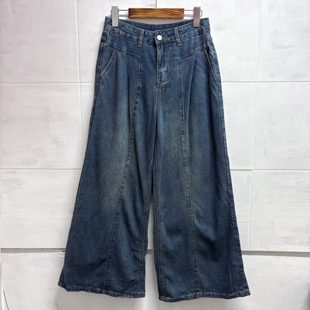 핀턱 데님 와이드 팬츠 (JPN)