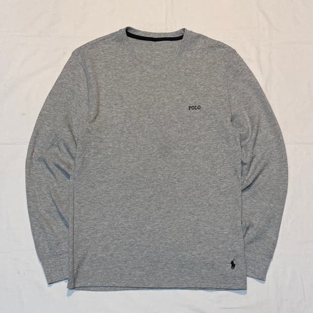 폴로 랄프로렌 바텀로고 와플 써멀 롱슬리브 그레이