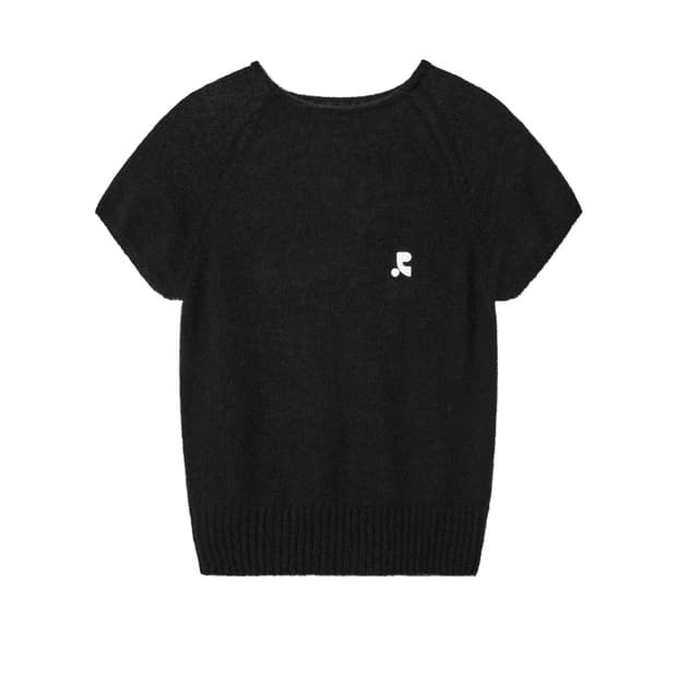 레스트앤레크레이션 레글런 하프슬리브 니트탑 블랙