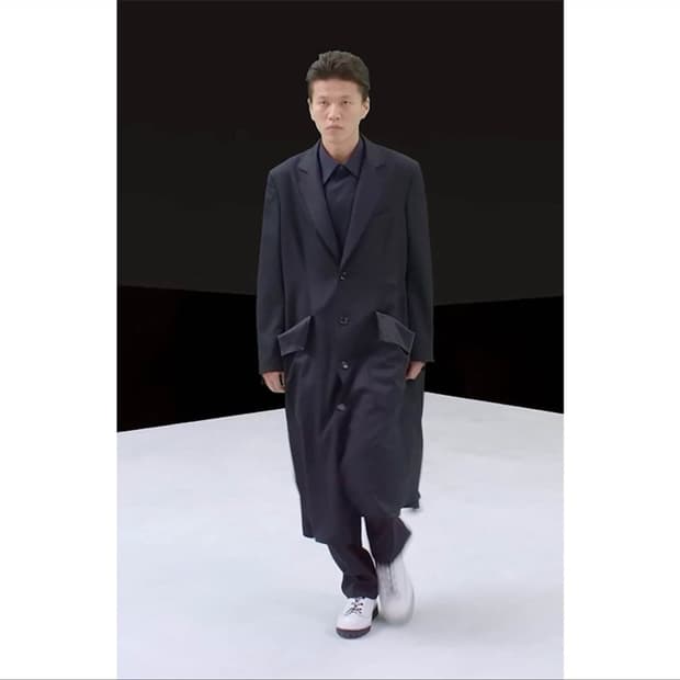설밤 울 개버딘 드레이핑 코트