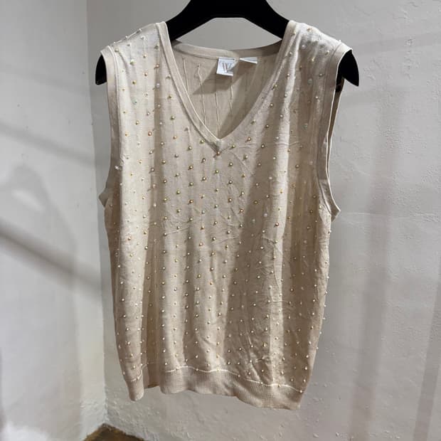 CW pearl knit vest 