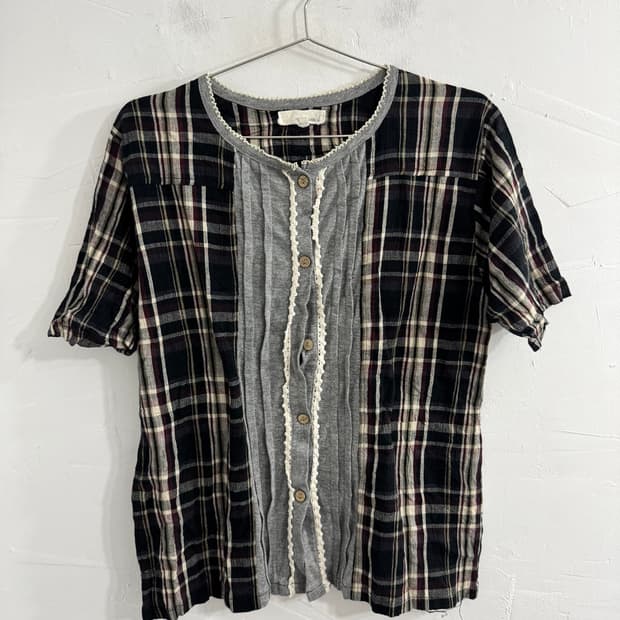 check mori blouse