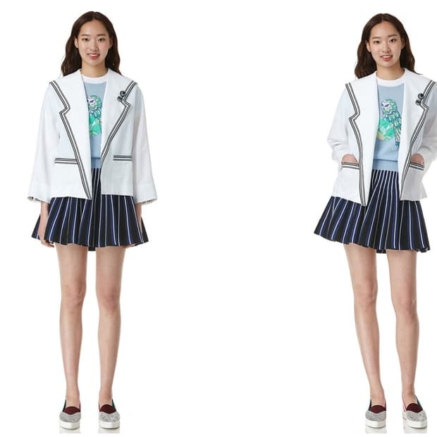 급처상태좋음!럭키슈에뜨 세일러 소매로고 조보아 자켓 36사이즈