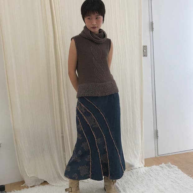 vintage bohemian denim skirt