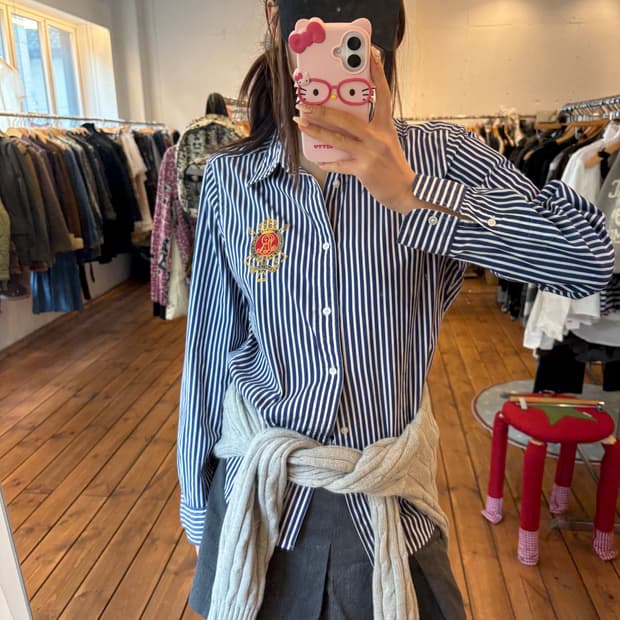 폴로 빅로고 스트라이프 셔츠