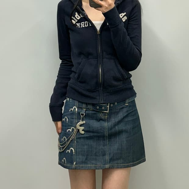 아베크롬비 y2k 와투케 네이비 딱붙 후드집업