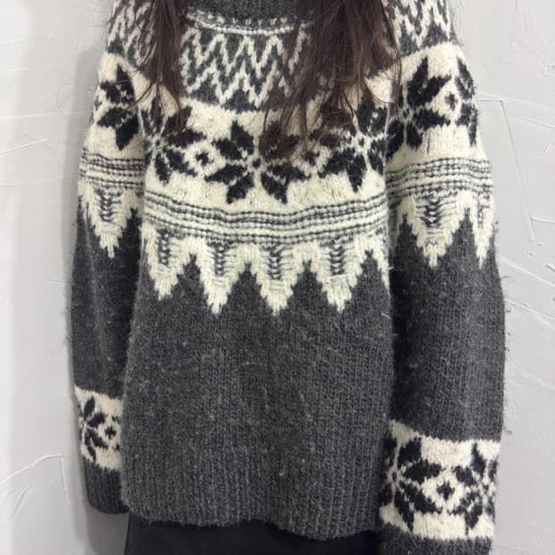 winter pattern wool knit top