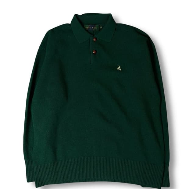 빈폴 그린 카라 긴팔 니트 100