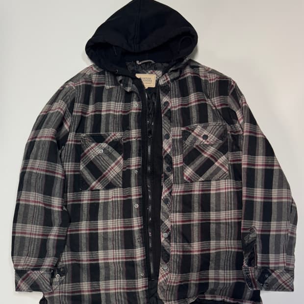 빈티지 보스턴 오버핏 트레이더 체크 후드 자켓 XL