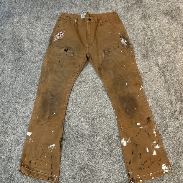 칼하트 더블니 카펜터 32 X 32 플레어드 페인트 스플래터