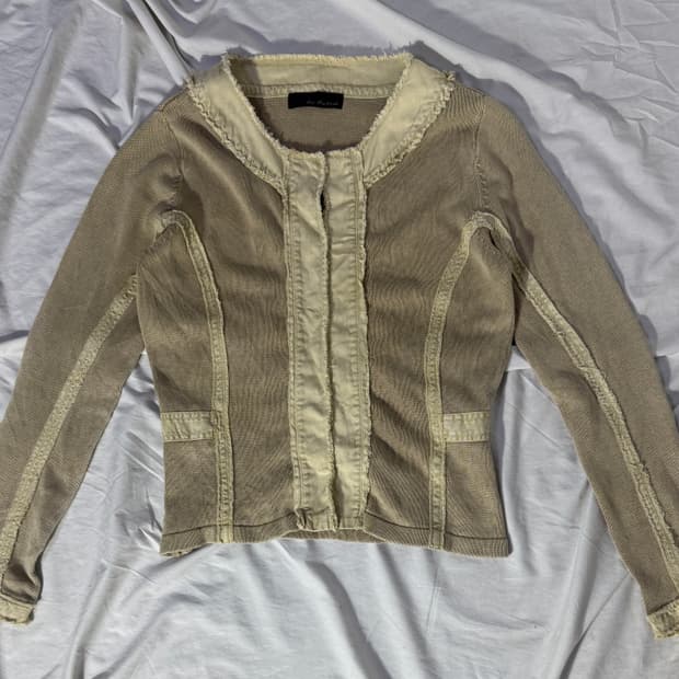 빈티지 프린지 트리밍 니트 자켓 y2k 아방가르드