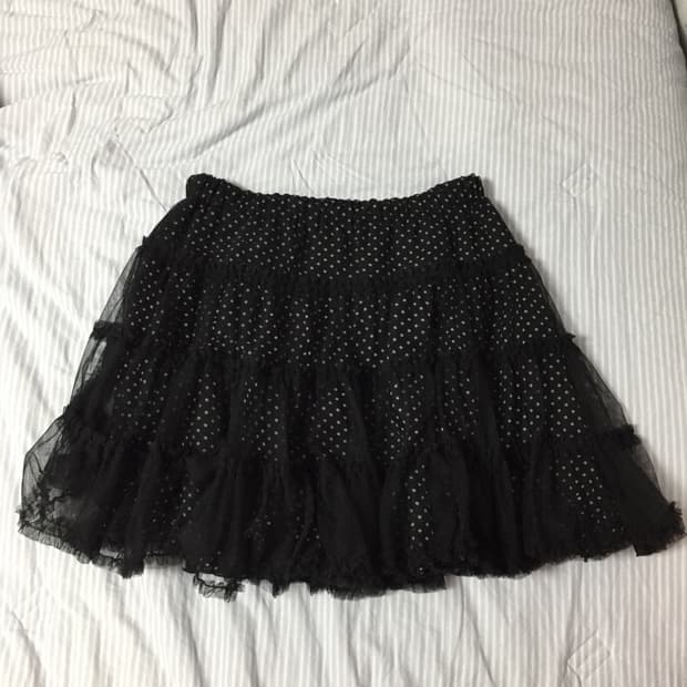 빈티지 큐빈티지 펑크 갸루 레이어드 도트 튜튜 스커트 블랙