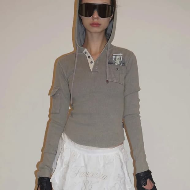 [S 새상품] 스컬프터 워시드 포켓 후드 긴팔 티셔츠