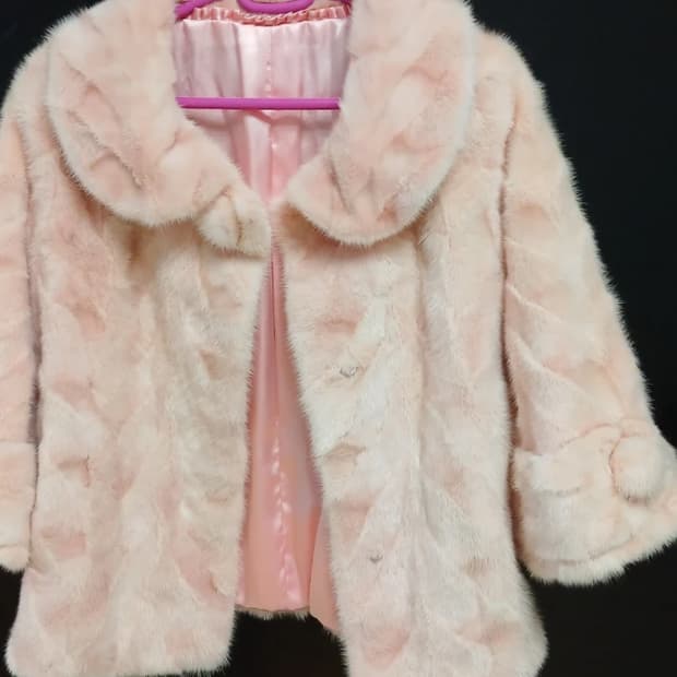 딸기우유핑크 천연밍크퍼 코트 자켓 