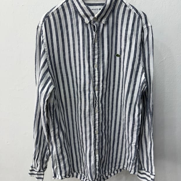 정품) 라코스테 남성 린넨 스트라이프 셔츠 M