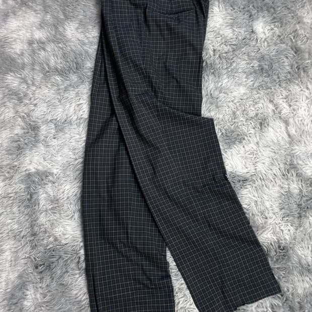 90s YSL 입생로랑 아카이브 체크패턴 핀턱 슬랙스 5455