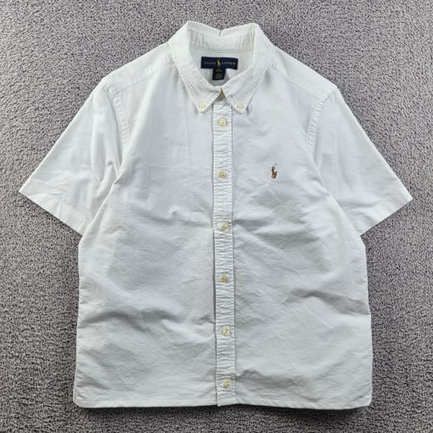 폴로랄프로렌 화이트 반팔 셔츠 크롭커스텀 ( XL ) / 12991