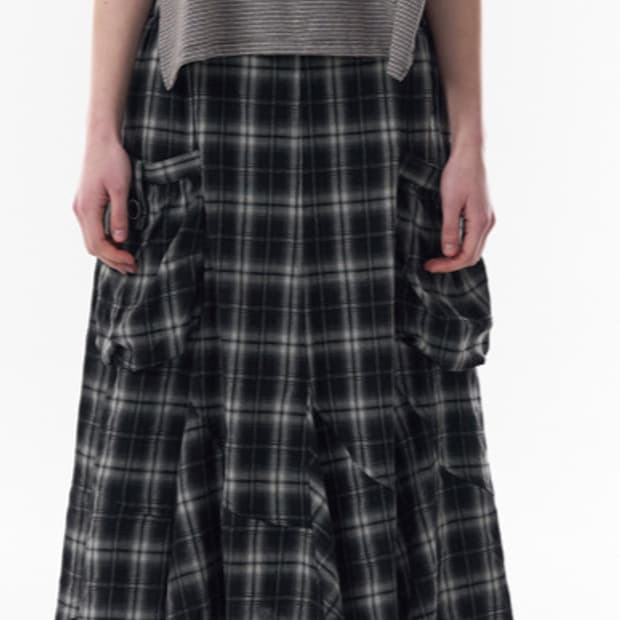 CHECK POCKET SKIRT_BLACK
