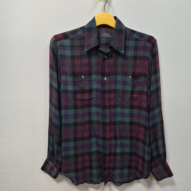 폴로 랄프로렌 체크 실크 셔츠 S