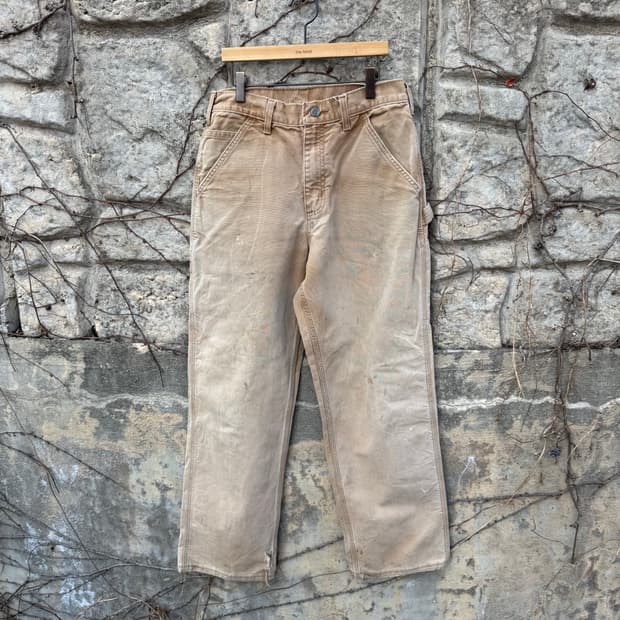 칼하트 빈티지 b11 brn 베이지 하드페이딩 싱글니 카펜터 워크 팬츠