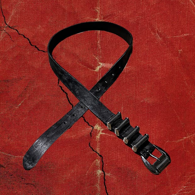 Japanese 90s 포 체인 링 버클 워싱 레더 벨트